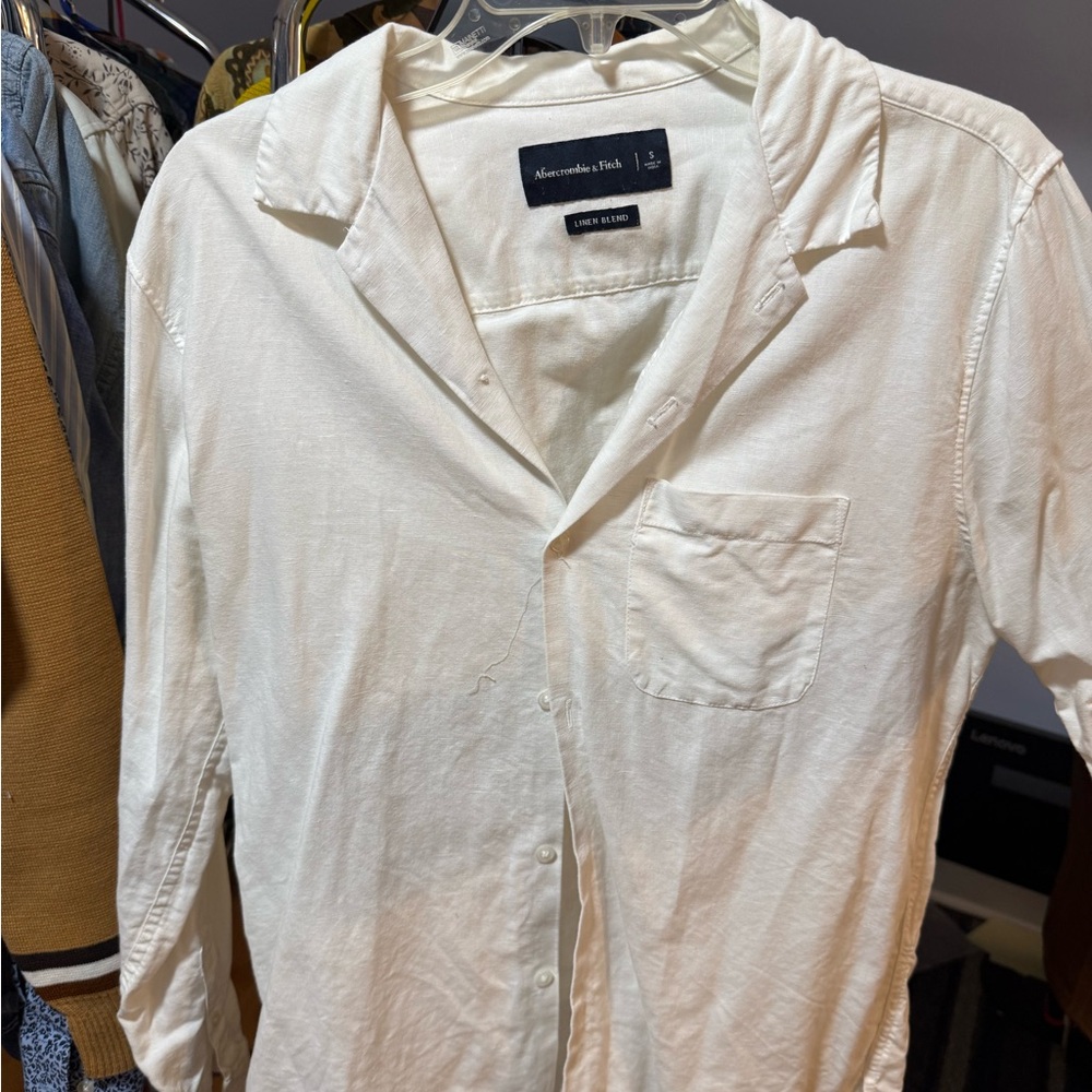 Abercrombie & Fitch White and Light Blue Button-Up Shirts